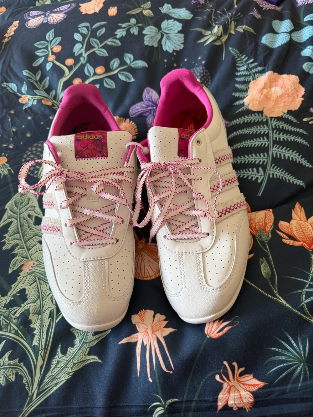 adidas White Sneakers with Pink Lining and Accents